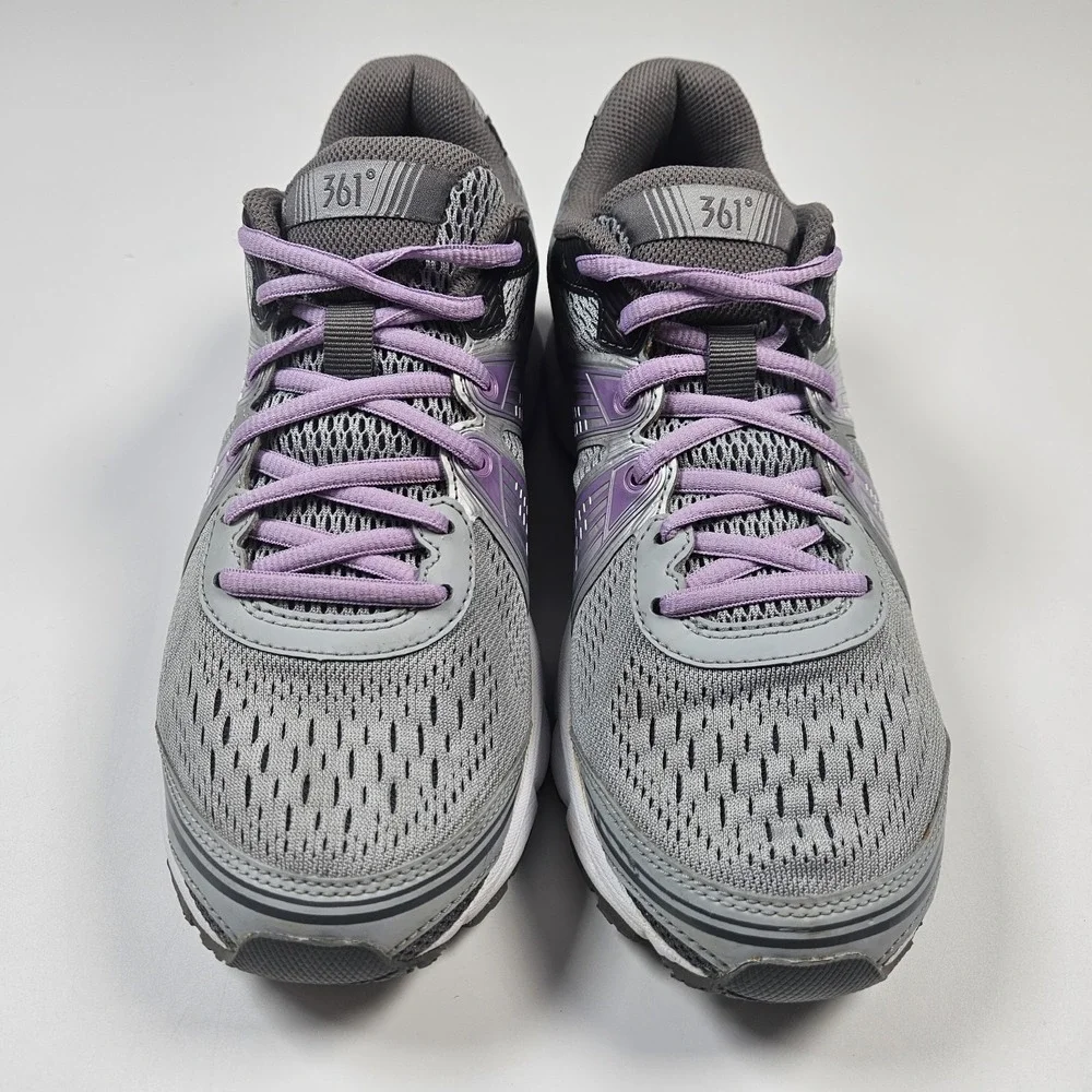 361 Degrees Womens Shield Shoes Sneakers Sz 9 Gray‎ Purple Running Athletic